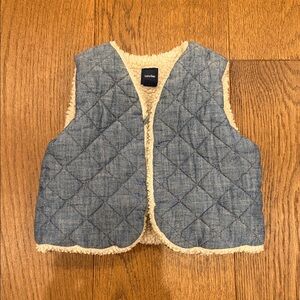 GAP Baby Blue Quilted Vest with Cream Fleece